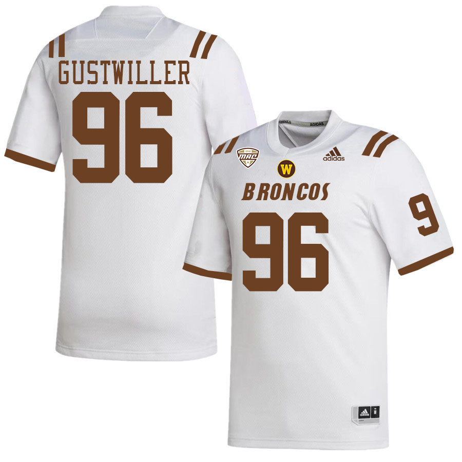 #96 Dalton Gustwiller Western Michigan Broncos College Football Jerseys Stitched-White